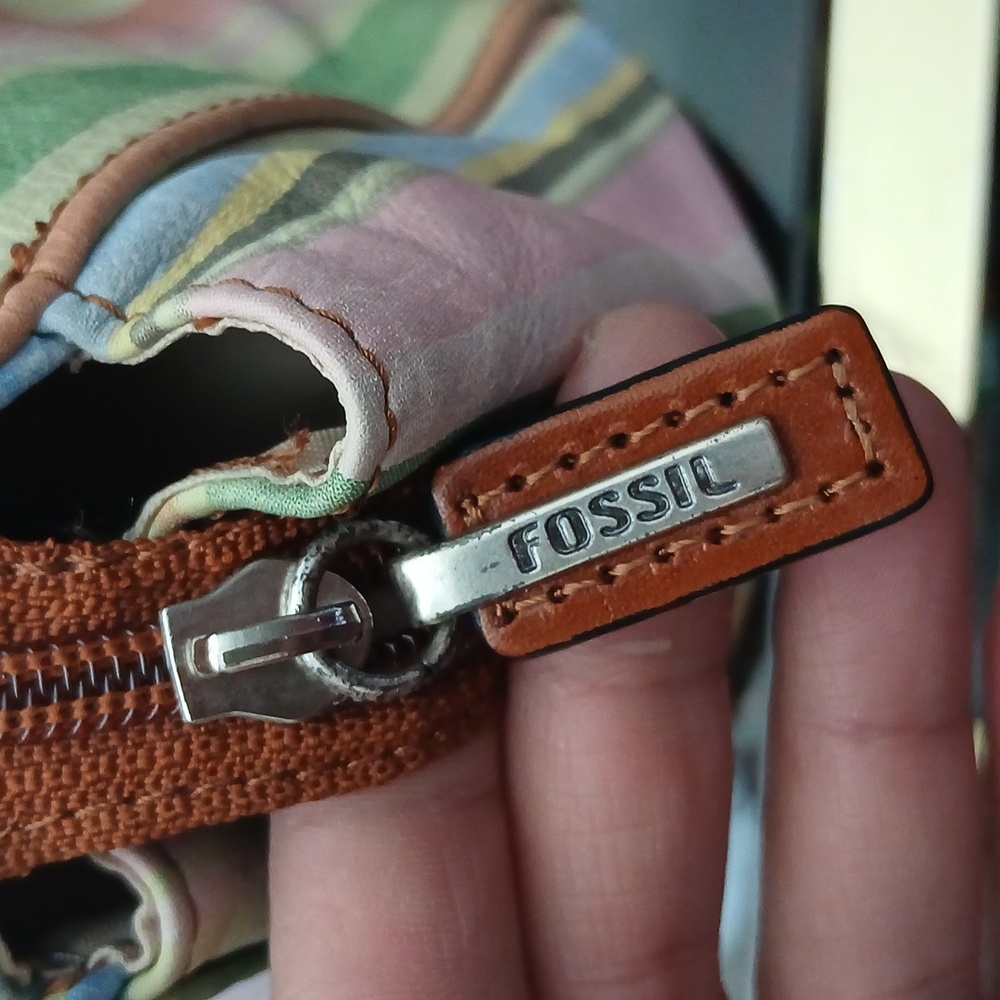 Fossil Multi Color Striped Hand Bag Y2k - image 8